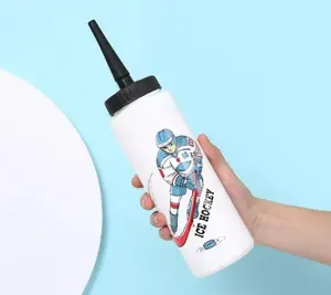 Botella de agua portátil de dos bocas con pajita larga a prueba...