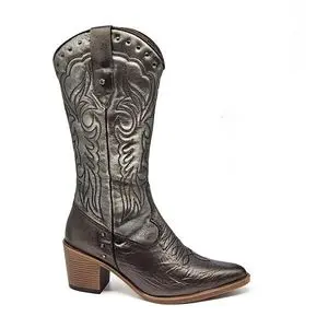 Bota Femenina Western Nashville en Cuero Legítimo – Diseño Boho...