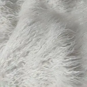 卷曲纯色蒙古长绒人造毛皮面料
