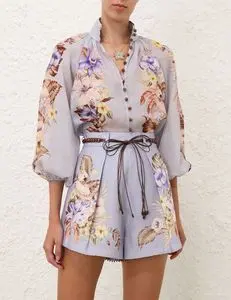 Terno feminino de linho respirável, tecido suave para a pele,...