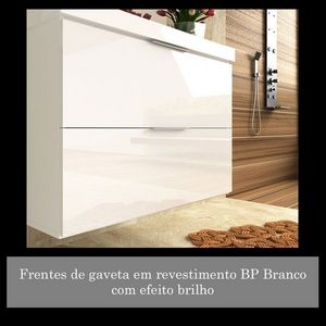 Balcão Pietra  80cm Branco/Branco Brilho suspenso para banheiro