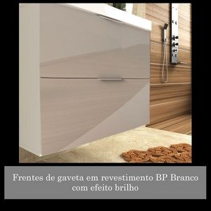 Balcão Pietra  60cm Branco/Gianduia Brilho com pés para banheiro