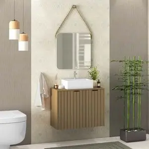 Conjunto de balcão, espelheira e pia para banheiro Nice 80cm...