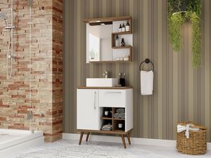 Conjunto de balcão, espelheira e pia para banheiro Veneza 70cm...