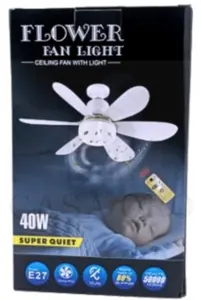 Ceiling fan with light and 40 W LED socket, 20.5 inches, with...