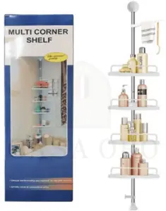 Bathroom shelf with telescopic stainless steel bar, triangular...