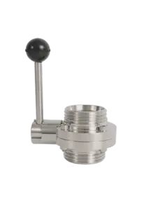 Válvula borboleta sanitária de rosca externa em aço inoxidável...