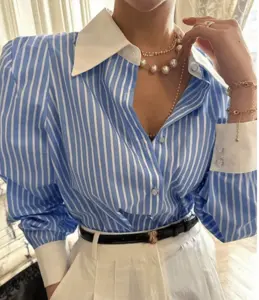 Suéter feminino de listras vintage de tricô, entrega global