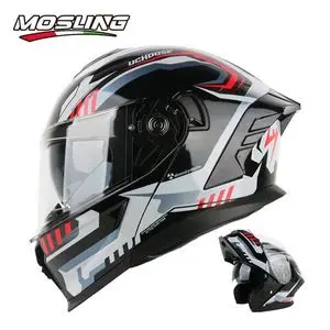 JRTE815摩托车头盔男女双镜片四季防雾机车揭面盔安全赛车