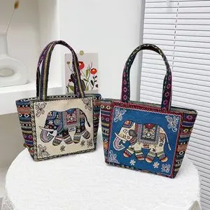 New style embroidered handbag work handbag student canvas...