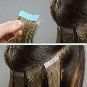 Straight Tape In Hair Extensions Temple Remy Hair Natural Black...