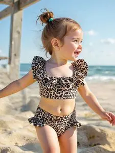 Conjunto de bikini de dos piezas con lazo para niñas