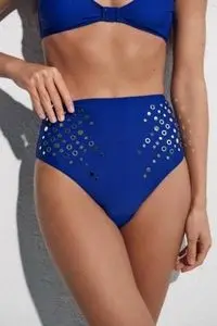 复古高腰分体泳衣 性感 V 领烫钻比基尼 （可定制款式）